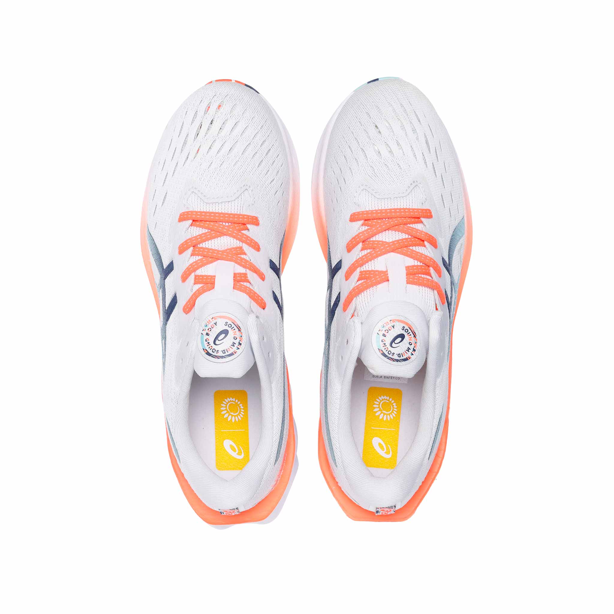 Tenis Asics Novablast 2 Mujer 1012B152.960 Running Blanco Naranja